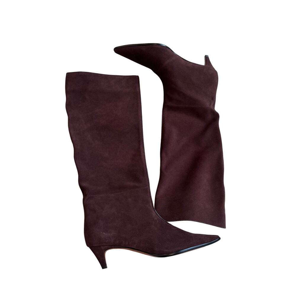 Madewell Women's The Emilie Tall Boot Suede Leather Chocolate Raisin Size 9 NWOB - Picture 6 of 12